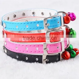 2015 Wholesale High Grade PU Pet Collars Rhinestone Dog Collar With Bell Pet Accessories thumbnail-1