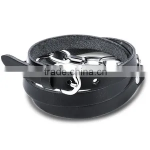Factory Custom Black Leather Bracelet Mens thumbnail-1