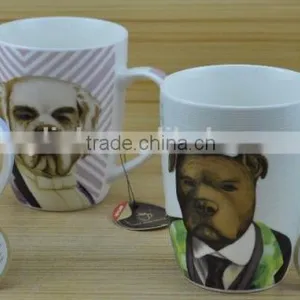 11OZ Mr Dog Decal Print Coffee Cups, Shiny Surface New Bone China Mug, KL5004-10302 thumbnail-1