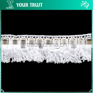 3.5 Centimeter 6MM Gold Grommet White Polyester Lace Tassel Metal EyeletTrimming thumbnail-1