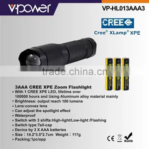 3AAA CREE XPE Zoom Flashlight thumbnail-1