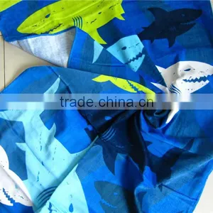 100% Cotton Ocean Blue Shark Printed Beach Towel Blue Ocean Beach Towel thumbnail-6