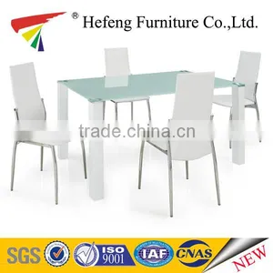 2016 Morden Glass Top 4 Seaters Dining Tables With Pvc Chairs thumbnail-1