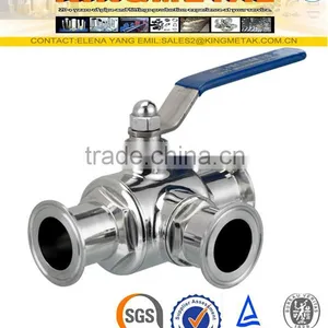 SS304/316 Stainless Steel Sanitary 3 Way Ball Valve 4 Inch thumbnail-2