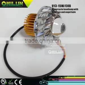 2015 New Version U13 LED Motorcycle Headlight With Angel Halo Eyes thumbnail-3