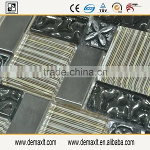 China Famous Restaurant in Stock Dezhou Demax Silver Glass Mosaic Tile thumbnail-2