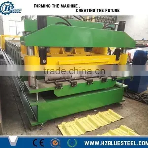 Iron Glazed Roofing Tile Sheet Cold Rolling Forming Machine , Metal Steel Step Roof Tile Roll Forming Machine thumbnail-1