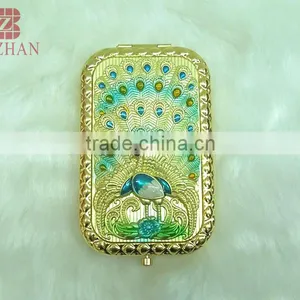 Charm Peacock Cosmetic Mirror/gold Peacock Promotional Gift Pocket Mirror/gold Peafowl Makeup Mirror thumbnail-1