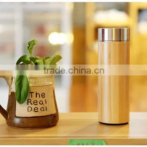 Natural Bamboo Eco-friendly Double Wall Vacuum Insulated 12 Oz Bottle With Stainles thumbnail-4