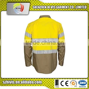 China Designer Clothing Manufacturer Yellow Cotton Work Shirts thumbnail-1