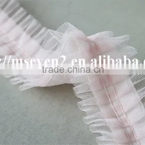 Good Price Pink Color Net Embroidery Lace Trim Cotton Lace Trim Wholesale thumbnail-5