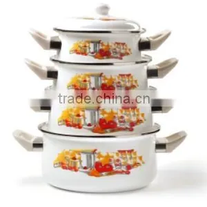 16/18/20/22/24CM 5PCS Flowers Decal Printing Enamel Casserole Set With Bakelite Handle thumbnail-3