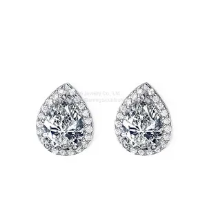 Teardrop CZ Stud Earrings thumbnail-1