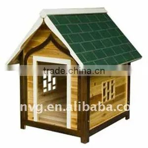 Wooden Fashione Dog House With Green Roof thumbnail-1