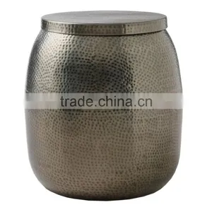 Brass Hammered Side Table Stool thumbnail-3