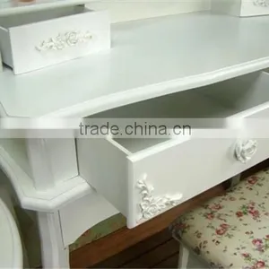 Hand Painted Apartment Bedroom Dressers Modern White Color Dresser With Stool Princess Makeup Table K/D Dresser Package 90*38*1 thumbnail-3