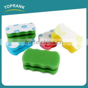 Toprank Printed Colorful Kitchen Cleaning Abrasive Dish Washing Scouring Pad Grooved Sponge Scouring Pad thumbnail-2