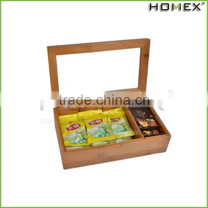 Flat Tea Box Bamboo, Handmade, All Natural Oil Finish, 8 Adjustable Compartments thumbnail-1