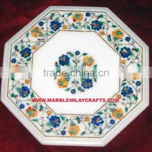Inlay Marble Coffee Table Top, White Marble Inlay Table Top thumbnail-1