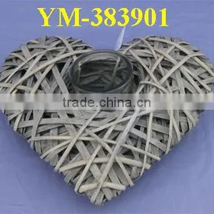 Heart Shaped Wicker Candle Holder thumbnail-1