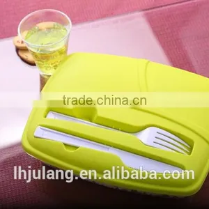 BPA-Free Foodgrade Plastic Lunch Box With Fork and Knife,plastic Lunch Box Set With Fork thumbnail-3