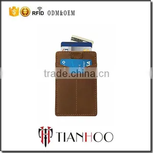 Card Sleeve Slim Wallet Full Grain Leather Front Pocket RFID Blocking Minimalist Card Holder thumbnail-1