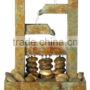 Zigzag Natural Slate Lighted Table Fountain thumbnail-1