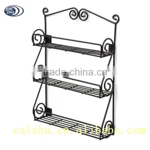 3 Tiers Metal Scroll Wall Mount Spice Rack thumbnail-1