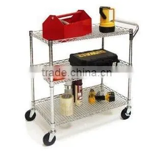 3-tier Metal Utility Storage Cart,Chrome thumbnail-1