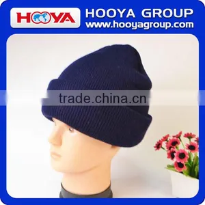 GS52017 Fashion Wholesale Men Plain Blue Color Four-layer Warm Knited Cuffed Beanie Hats thumbnail-2