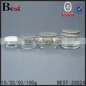 15/30/50/100g Clear Glass Cream Jar Round Shape Glass Jar for Face Cream thumbnail-1
