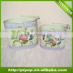 INDOOR FLOWER PLANT POT METAL PINK ROSES VINTAGE CHIC WEDDING DECOR ROUND/OVAL thumbnail-1