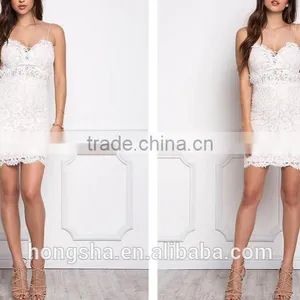 White Floral Crochet Sweetheart Dress Club Dress With Lace Fabric HSD5240 thumbnail-1