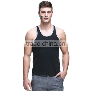 Stretch Comfortable Black Plain Sport Tank Tops thumbnail-1