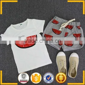 2015 New Cotton Children Set Watermelon Pattern White t Shirts and Pants thumbnail-1