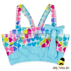 2017 New Design Colorful Ruffle Rainbow Heart Swimwear Halter Wrap Chest Top Clothes thumbnail-1