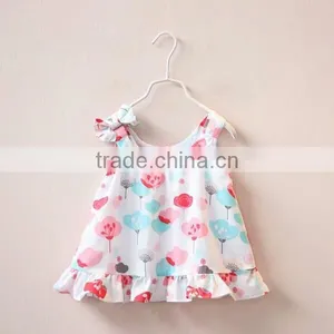 2016 New Print Design Flower Ruffles Baby Girls Dresses thumbnail-2