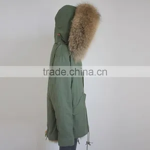Myfur China Wholesale Fur Parka Mujer With Real Fox Fur Lining Raccoon Fur Collar Hooded thumbnail-5