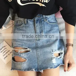 Runwaylover 4963 Sexy Europea Hot Sale Ripped Denim Skirt thumbnail-4