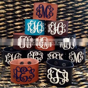 Hot Selling Personalized Monogram Leather Cuff thumbnail-2