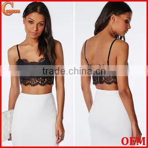 Delicate Eyelash Zip Back Lace Bralet Women Lace Top thumbnail-1