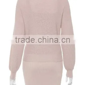 2018 OEM Custom-Made Womens Full Sleeve Sweater Dresses and Cardigan in One Set thumbnail-4