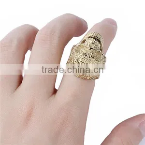 Titanium Steel Punk Unadjustable Rings Gold Plated Skull thumbnail-3