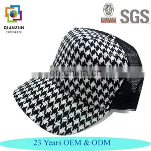 Houndstooth Chidori Trucker Hat Mesh Backed Baseball Cap White thumbnail-1