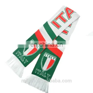 SC-0030 Acrylic Soccer Scarf Custom Print Knitted Jacquard Italy Football Fan Scarf thumbnail-1