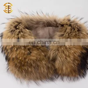 Natural Genuine Raccoon Neck Fur Trim Collar for Jacket thumbnail-1
