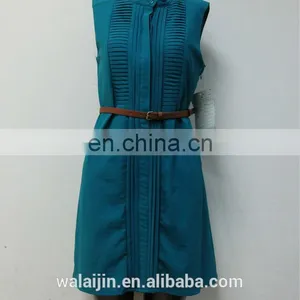 Woman's Classic Pleated Front Button Open Shirt Dress Made of Chiffon Crepe thumbnail-2