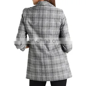 Factory OEM Casual T/R Check Women Blazer thumbnail-3