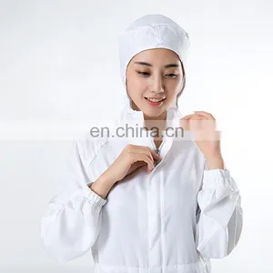 White 100%Polyester Elastic Cuff Food Factory Worker Uniform thumbnail-5