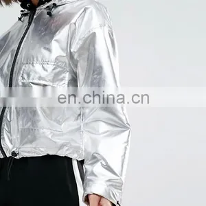 High Quality Female Fashion Design Ladies Hoody Metallic Jackets Women Outdoor Long Sleeve Jackets Facotry thumbnail-4